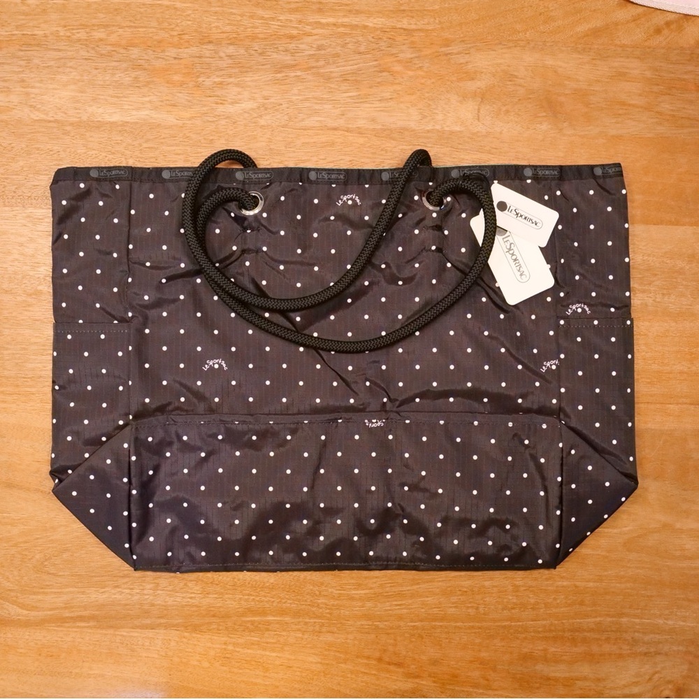 Lesportsac Black and White Polka Dot Tote